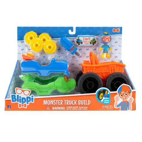 Buy BlippiBlippi Build - 3-Inch Racer Figure, 1 Monster Truck Body, 1 Dinosaur Truck Body, Screw ...