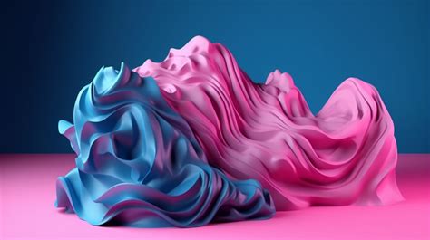 Some Pink And Blue Colored 3d Models Of Marble Background, 3d Render A Blue Abstract Wavy Figure ...