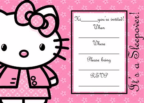 Hello Kitty Sleepover Invitation