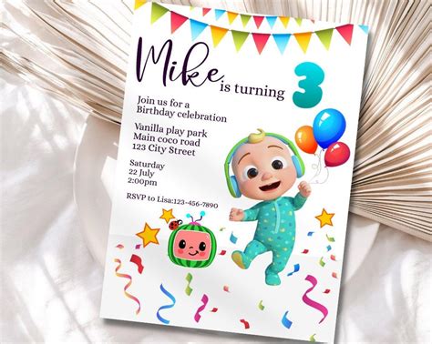 Cocomelon Birthday Invitation, Editable Digital Jettemplate Template ...