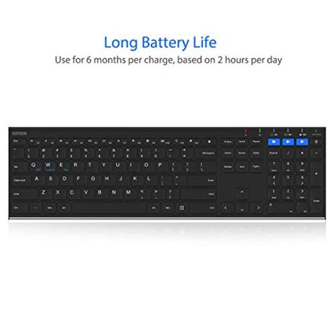 Arteck Universal Bluetooth Keyboard Multi-Device Stainless Steel Full ...