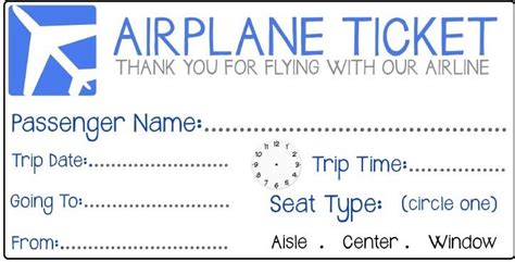 Printable Fake Plane Ticket Free