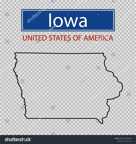 Iowa State Outline Map On Transparent Stock Vector (Royalty Free ...