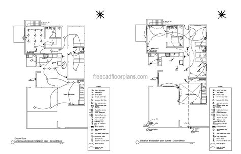 Complete Electrical Plan of a Two-level Residence DWG Autocad, 0708201 - Free Cad Floor Plans