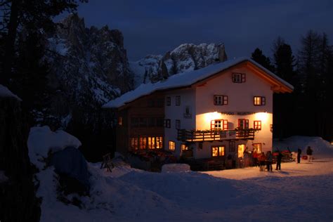 nature, tree, rifugio negritella, home, snowcapped mountain, night ...