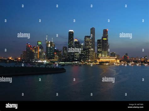 Singapore skyline during the night Stock Photo - Alamy