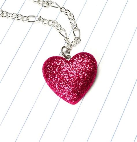 Items similar to pink heart necklace - pink heart jewelry - pink heart ...