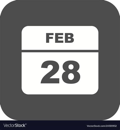 February 28th date on a single day calendar Vector Image