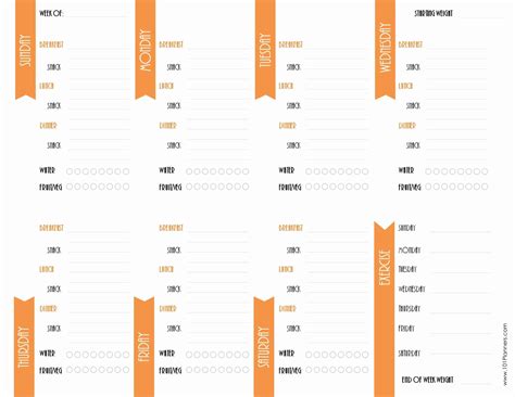 Food diary template | Free Printable | Track food and water intake