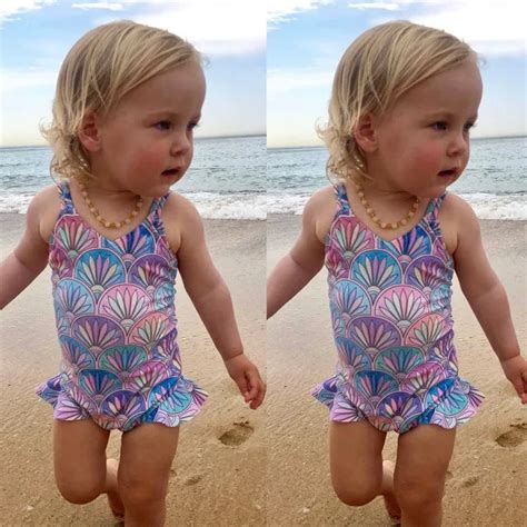 Children's Swimwear Kids Girls Bikini Beach One Piece Print Straps Swimwear Swimsuit Summer ...