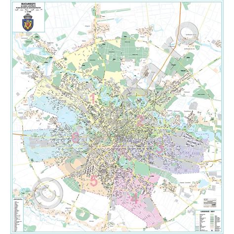 BUCURESTI SI ZONE LIMITROFE, harta (plan) de perete rutiera, administrativa, 230x250cm, scara 1: ...