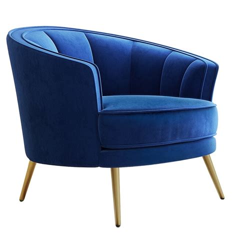 ModernLuxe Midcentury Blue Velvet Accent Chair in the Chairs department at Lowes.com