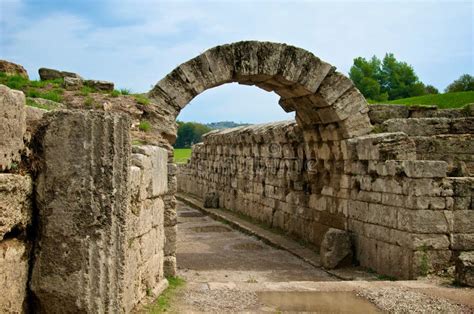 Ancient Stadium Entrance, Olympia Stock Image - Image of greek, stone ...