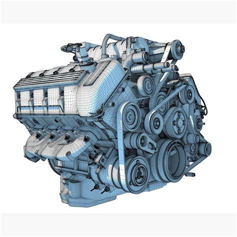 V8 Engine With Interior Parts 3D model - Download Engine on 3DModels.org