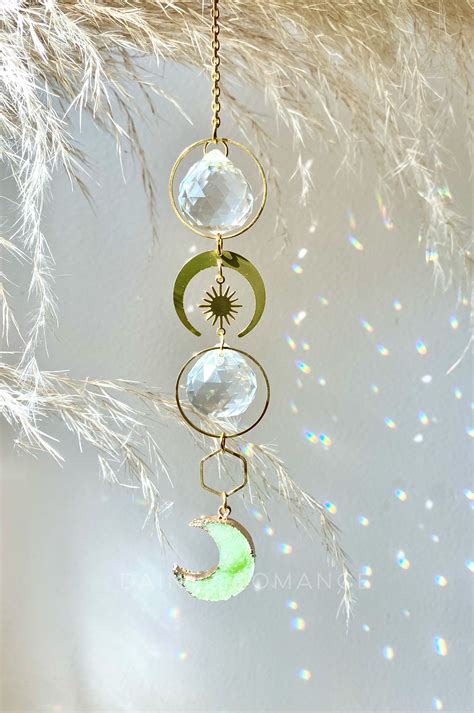 Crystal Sun Catcher Moon Sun Catcher Crystal Quarts Sun - Etsy