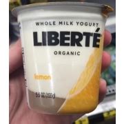 Liberte Organic Whole Milk Yogurt, Lemon: Calories, Nutrition Analysis ...