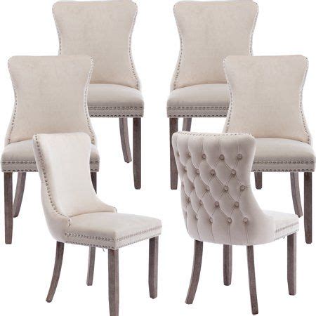 Beige Dining Chairs Set of 6, Kitchen & Dining Room Chairs Set of 6 ...