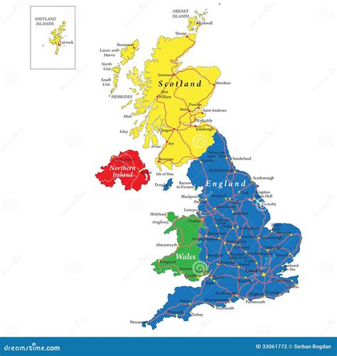 England,Scotland,Wales And North Ireland Map Stock Photography - Image: 33061772