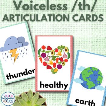 Voiceless TH Sound Articulation Cards for Speech Therapy Initial Medial & Final