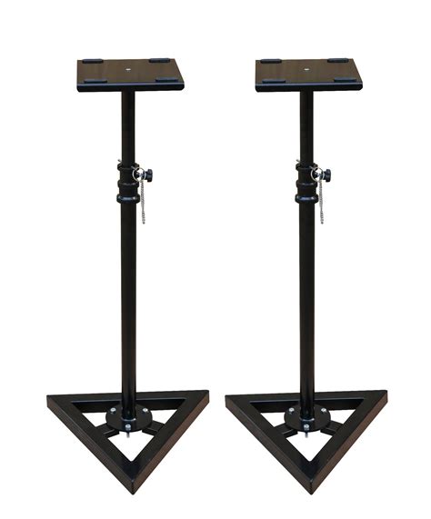 Black Adjustable Monitor Speaker Stands With Locking Safety Pin Set Of ...