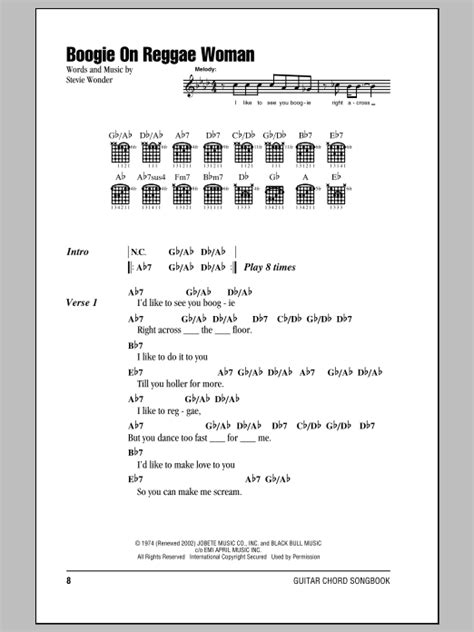 Boogie On Reggae Woman by Stevie Wonder - Guitar Chords/Lyrics - Guitar ...