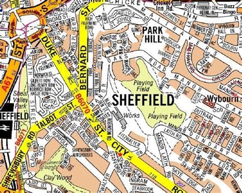 Sheffield City Centre A-Z Street Wall Map