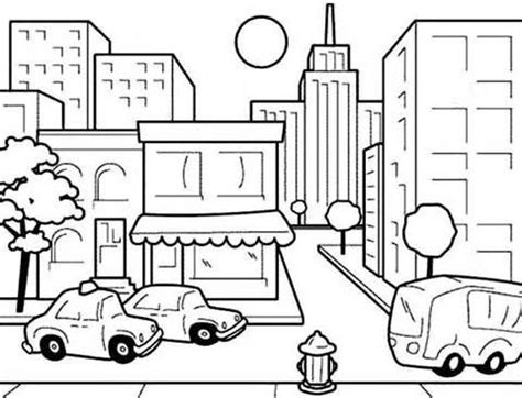 Pin on Paisajes urbanos para colorear. | City drawing, Coloring pages ...