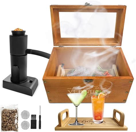 Cocktail Smoker Box Old Fashioned Whiskey Infuser Kit for Drinks wooden ...