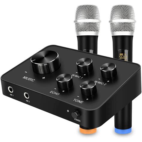 Karaoke UK Portable Karaoke Microphone Mixer System Set, with Dual UHF Wireless Mic, HDMI & AUX ...