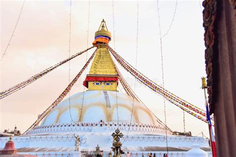 View Of Boudhanath Stupa At Sunset Editorial Photo - Image of ancient ...