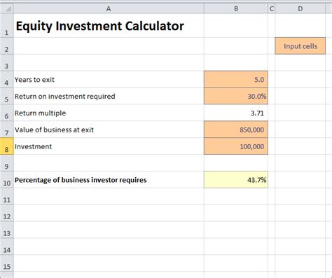 Equity Investment Calculator for Startups | Plan Projections