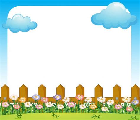 An empty paper template with a garden and clouds Vector | Free Download Kids Background, Flower ...