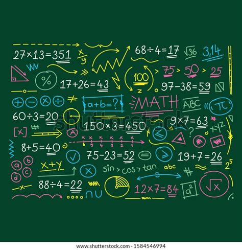 Hand Drawn Colorful Math Symbols Mathematical Stock Vector (Royalty Free) 1584546994