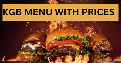 KGB Menu | Killer Gourmet Burgers | With Prices