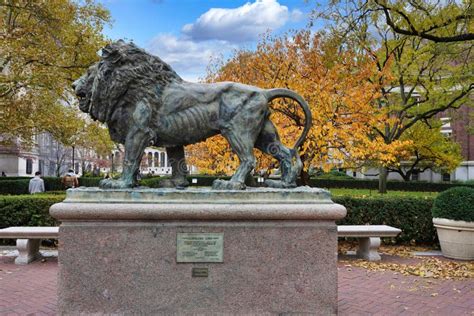 Lion Sculpture on the Campus of Columbia University Editorial Stock ...