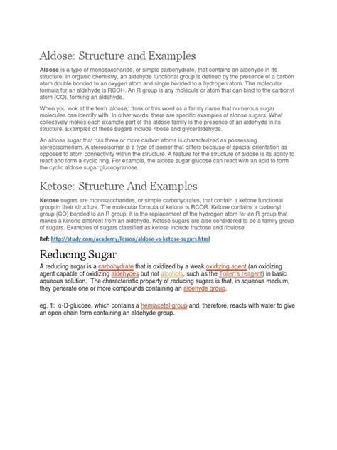 Aldose: Structure and Examples: Reducing Sugar | PDF | Carbohydrates | Glucose