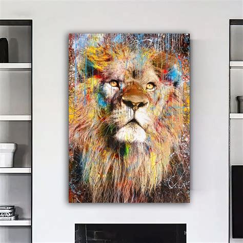 Lion Canvas Paintinglion Head Wall Decorbrown Lion - Etsy