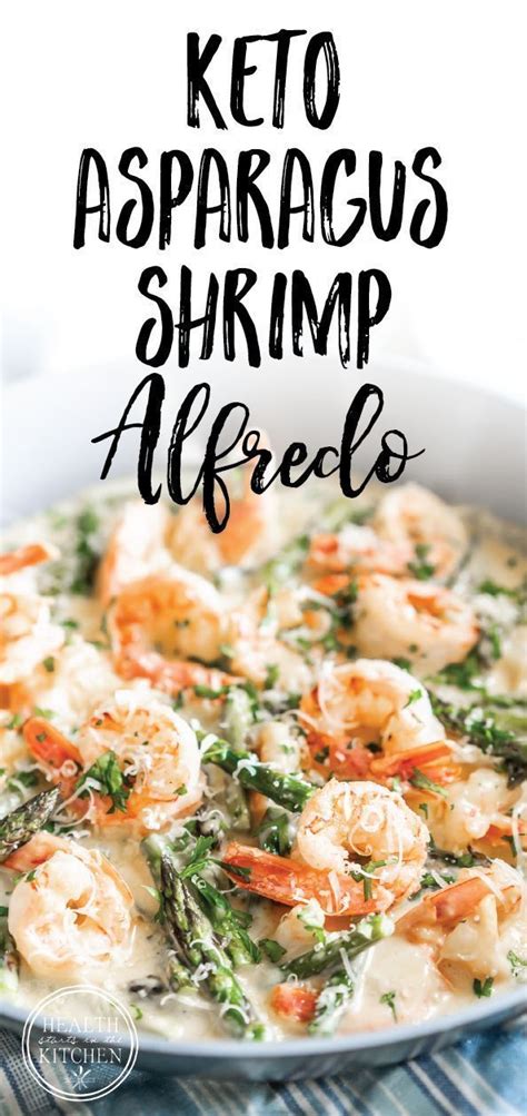 Shrimp and asparagus swimming in a delicious creamy Alfredo sauce almost seems too decadent to ...