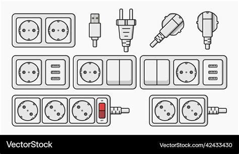 Power outlet plug electric socket type f switcher Vector Image