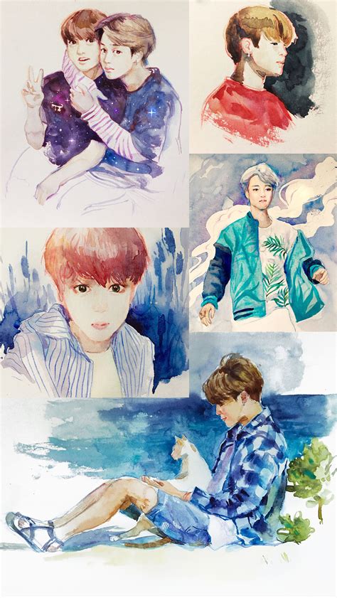 BTS Watercolor Sketches by CatMag on DeviantArt