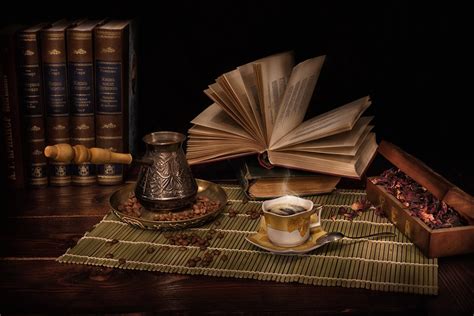 Still Life Coffee and Book HD Wallpaper