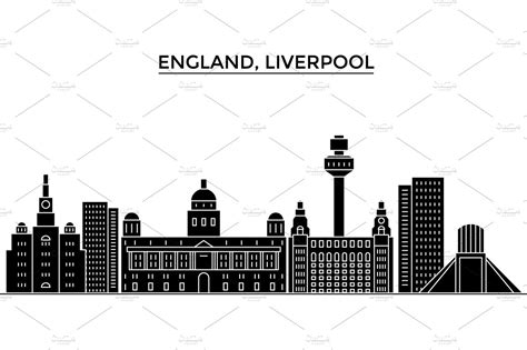 Uk. Liverpool architecture vector city skyline, travel cityscape with landmarks, buildings ...