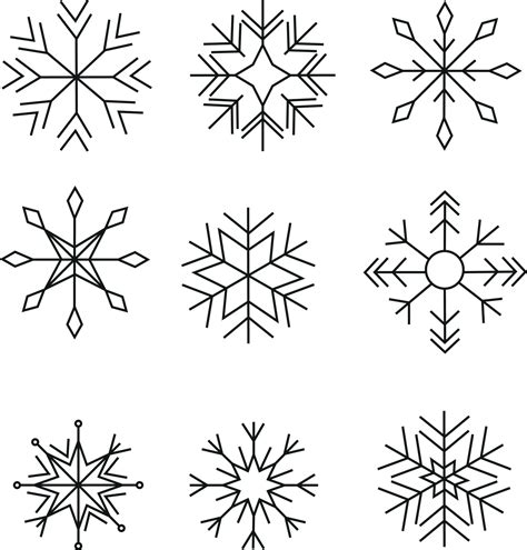 Snowflakes silhouette, set of simple icons, outline vector drawing 14719477 Vector Art at Vecteezy