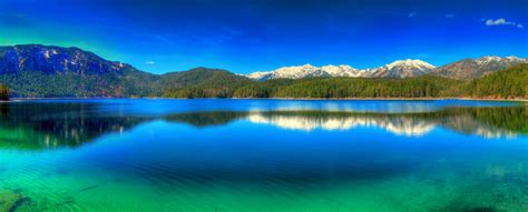 Lake surrounded with mountain, nature, landscape, panoramas, lake HD wallpaper | Wallpaper Flare