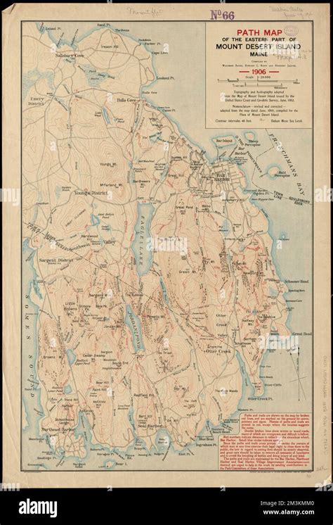 Path map of the eastern part of Mount Desert Island, Maine , Trails, Maine, Mount Desert Island ...