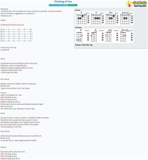 Chord: Thinking of You - Katy Perry - tab, song lyric, sheet, guitar, ukulele | chords.vip