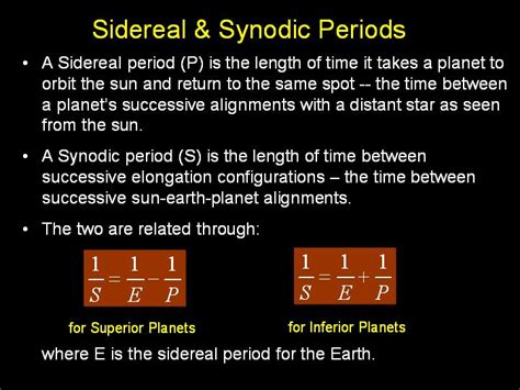 Sidereal and Synodic Periods