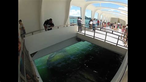 USS Arizona - looking down at the ship from the memorial - YouTube