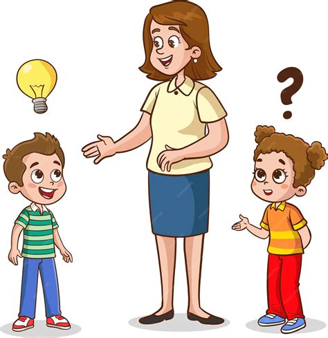 Premium Vector | Vector illustration of teacher asks her students questions