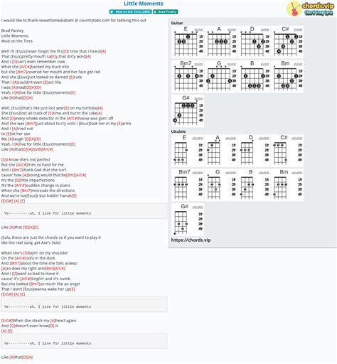 Chord: Little Moments - tab, song lyric, sheet, guitar, ukulele | chords.vip
